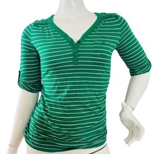 Liz lange) maternity blouse with green stripes size S